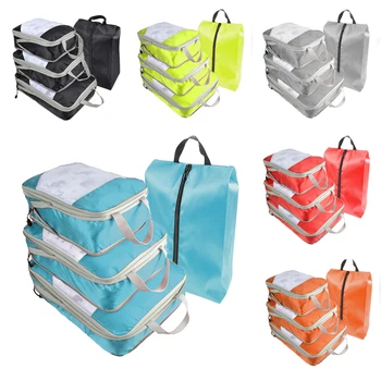 

New 4Pcs Waterproof Portable Clothes Storage Bag Set Folding Closet Organizer Pillow Quilt Blanket Bag Organizer For Travel