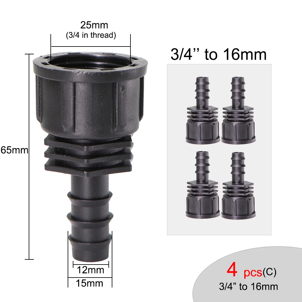 MUCIAKIE 4 шт. 1/" 3/4" внутренняя резьба для колючей 16 мм 20 мм адаптер орошения шланг разъем плантатор капельная система - Цвет: 4PCS 3l4 to 16mm