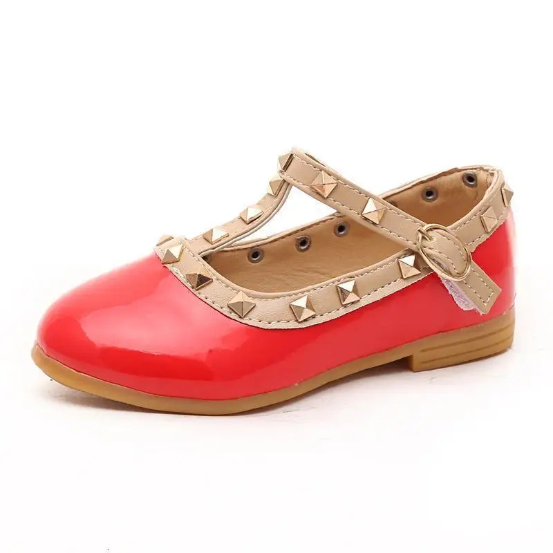 All Sizes 21-36 Girls Shoes New 2020Spring Children Shoes Girl Rivets Princess Flat Shoes T-tied Style Girls Summer Sandals Sandal for girl Children's Shoes