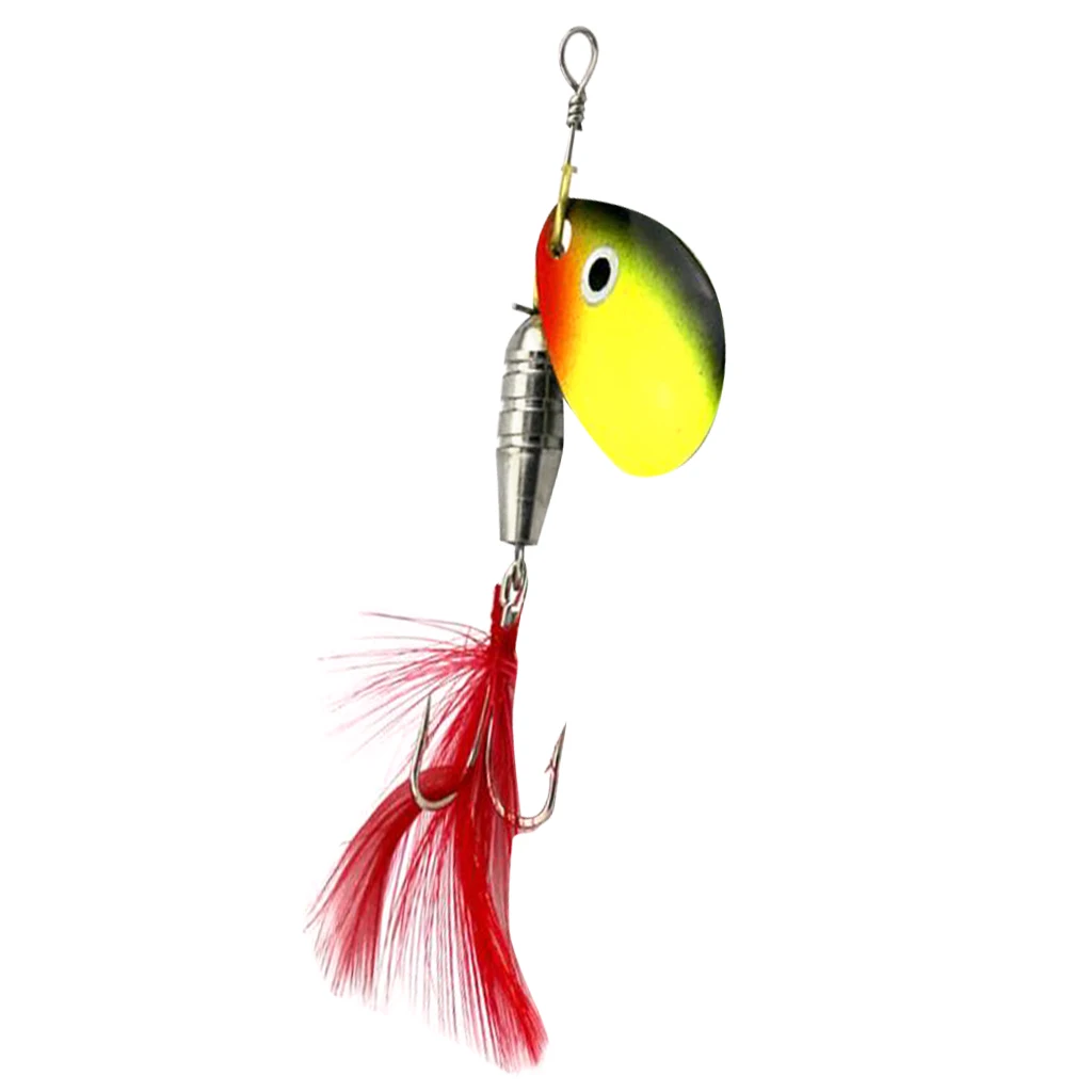 Spoon Fishing Lure Hard Metal Lure Spinnerbait Crankbait with Treble Hooks Artificial Feathers Fishing Baits for Fisherman
