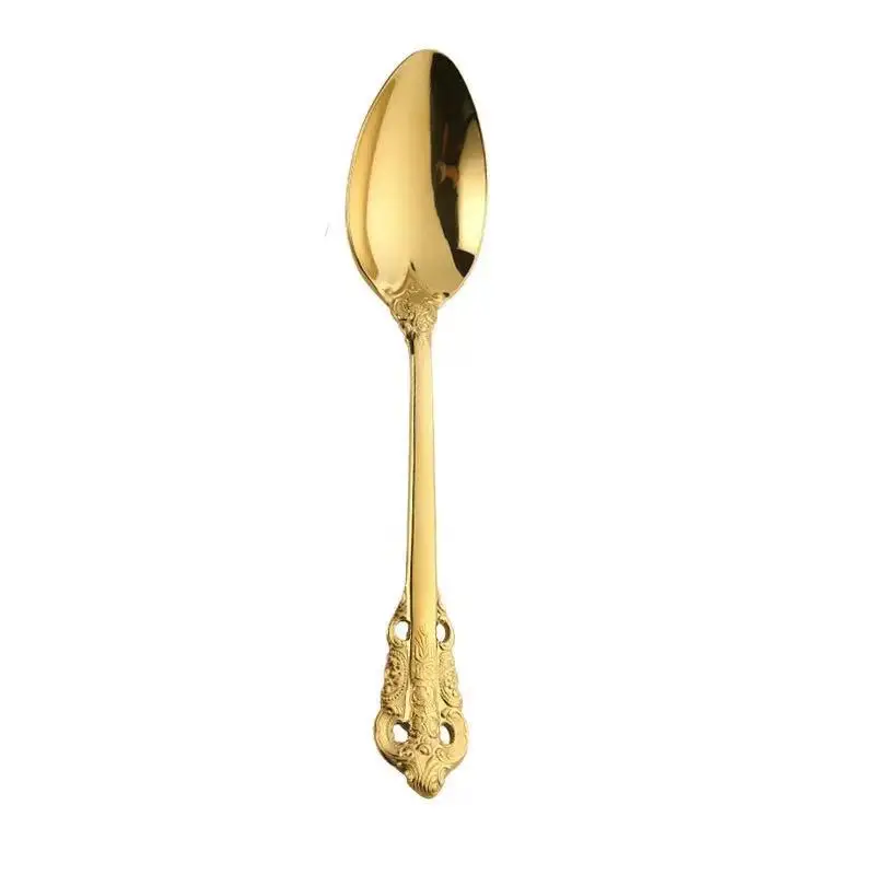 Golden meal spoon Набор столовых приборов набор столовых приборов для кемпинга многоразовые столовые приборы с металлическая соломинка Ложка Вилка палочки для еды и портативный чехол - Цвет: Golden meal spoon
