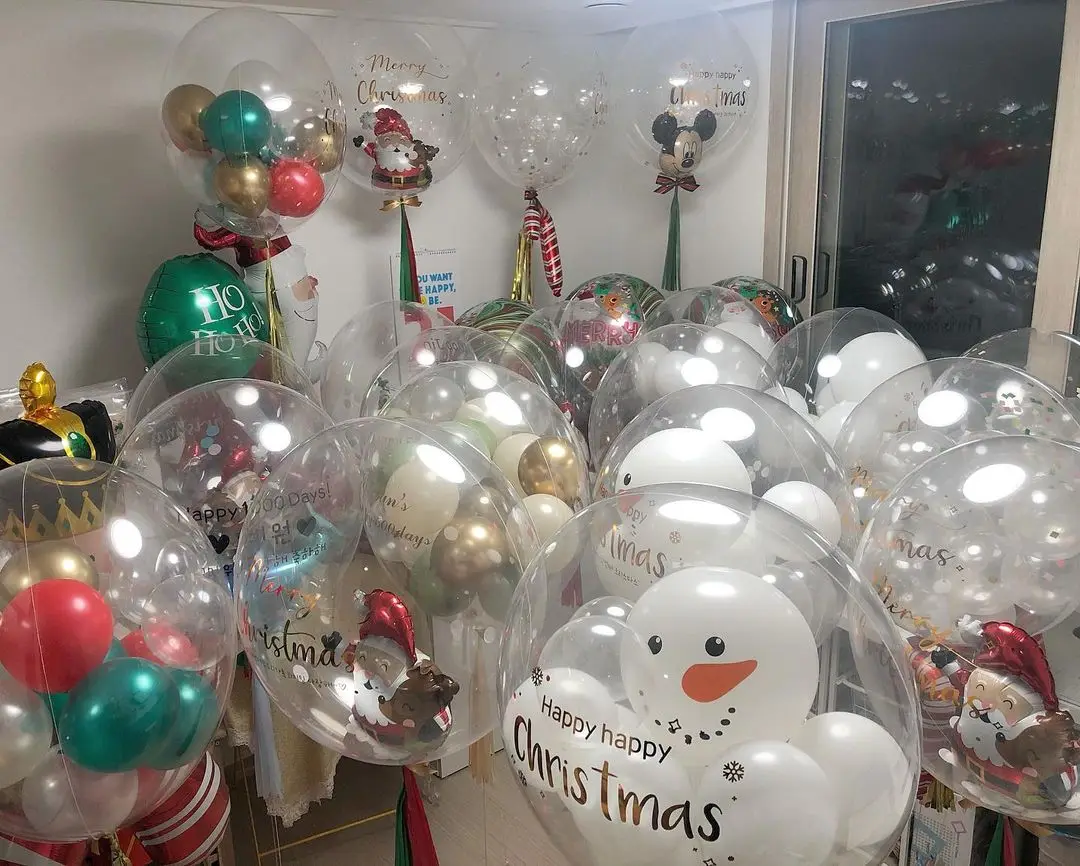 cura Interpersonal apoyo Pegatina de globo de burbujas de Navidad, decoración de globos,  transparente, bricolaje, Feliz Navidad, cumpleaños, Año Nuevo|Decoraciones  DIY de fiestas| - AliExpress