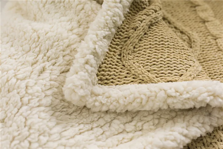 150*200 см теплое толстое вязаное одеяло из овечьей шерсти, зимнее Двухслойное трикотажное одеяло из шерпы для кровати, дивана, покрывало s Deken