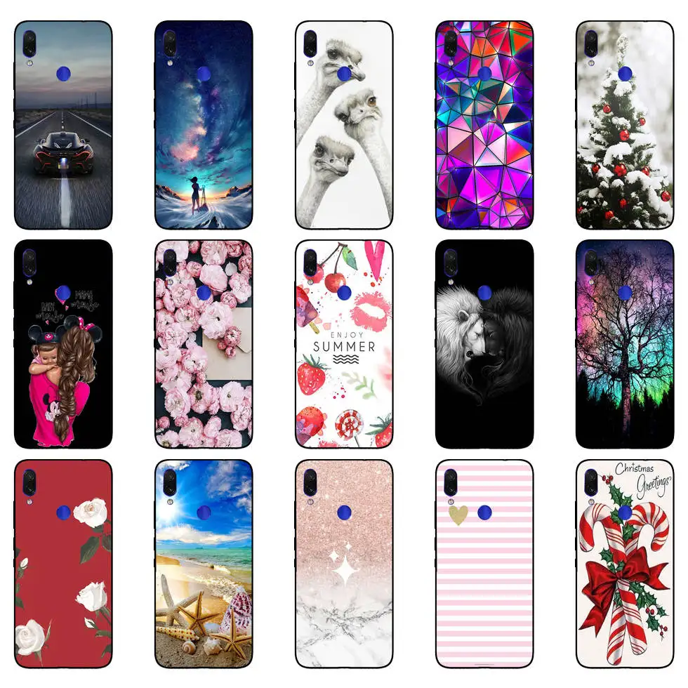 Untuk Xiaomi Redmi Note 7 Hitam Case Silikon Lembut Funda untuk Xiaomi Redmi Catatan 7 Hitam TPU Case Pelindung 6.3 