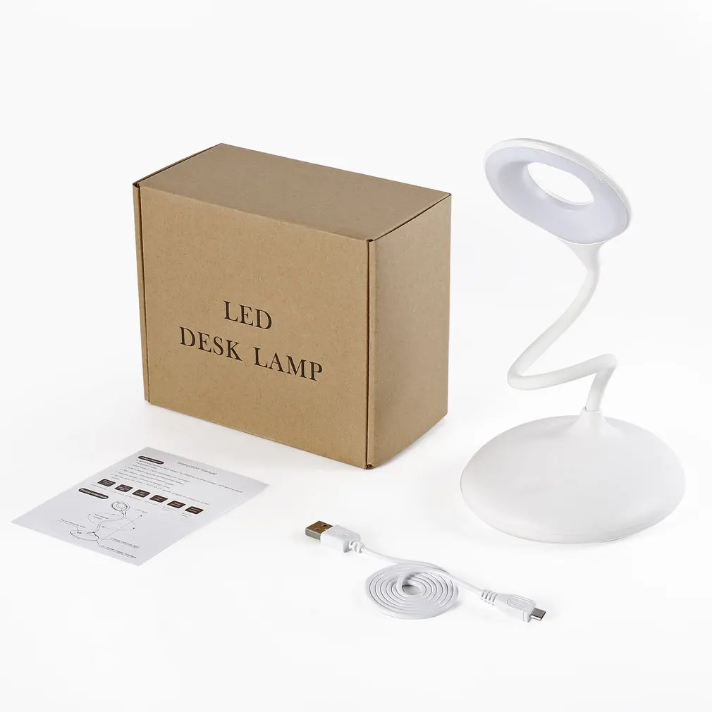 

ICOCO 360 Degree Rotating LED Desk Lamp 3W 3 Level Brightness Touch Dimmable Eye Protection Lamp Built-in Rechargeable Battery