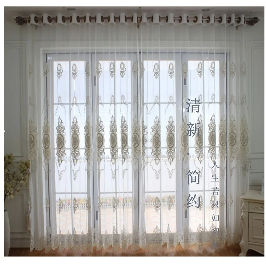 Роскошный европейский стиль, тюль, вышивка, цветок, для помещений, декоративные прозрачные Занавески для окна, для гостиной, спальни, домашний декор, T318#4
