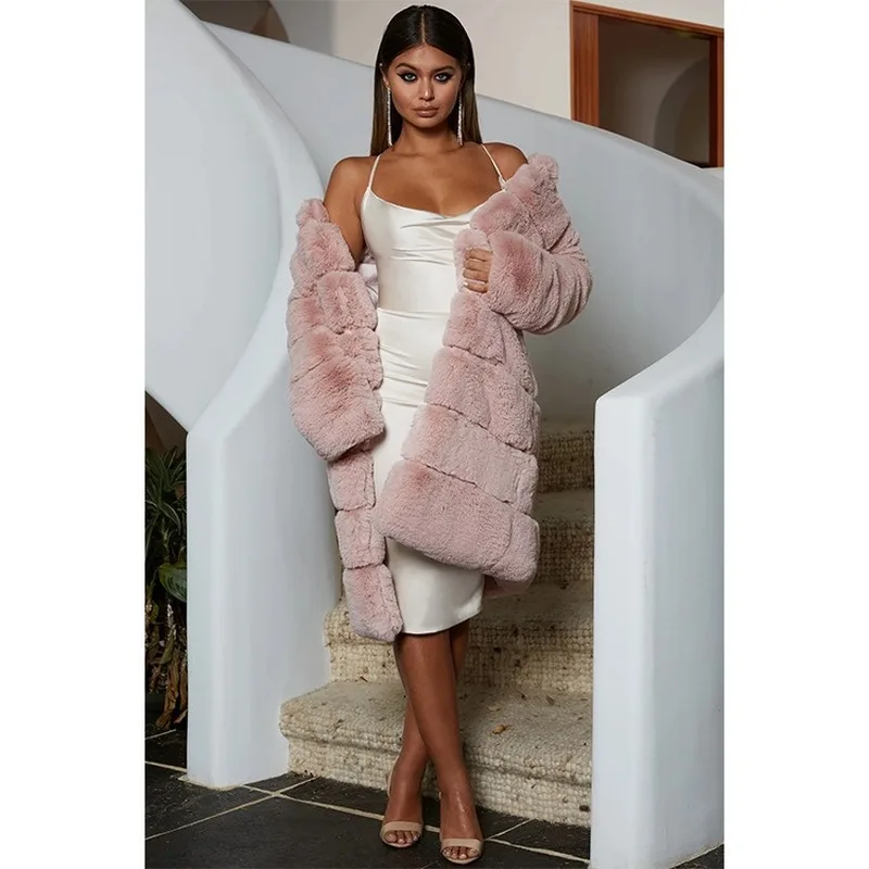 2020 размера плюс Длинная зимняя верхняя одежда меховое пальто из искусственного