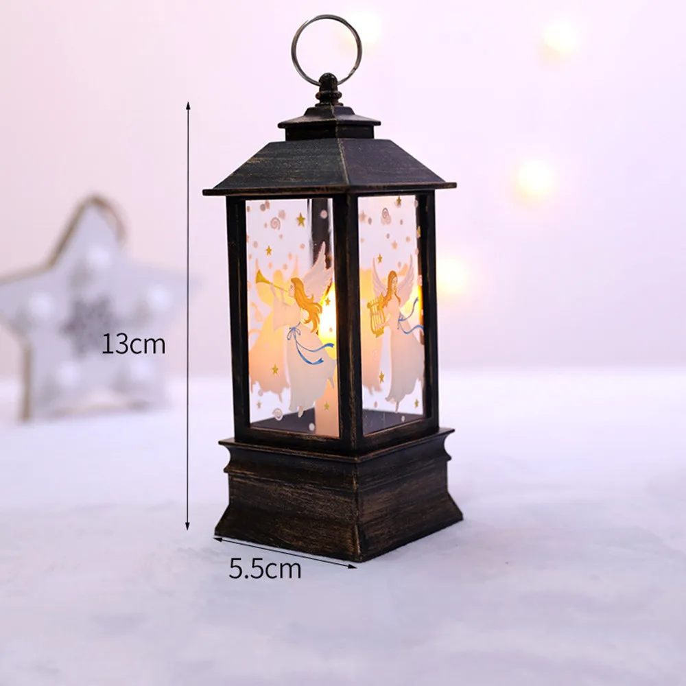 LED Christmas Candle with Holder LED Tea light Candles Cages Elk Santa Claus Printing Candlestick Christmas Decoration For Home