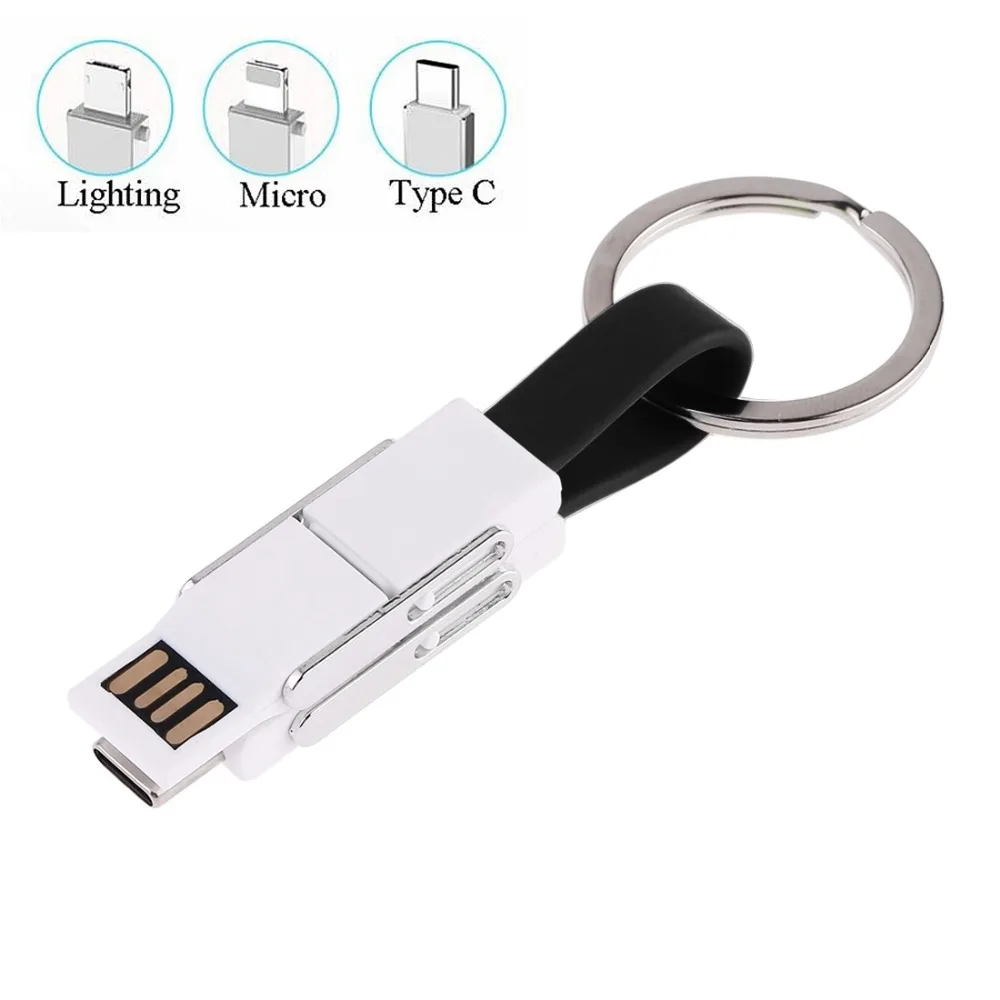 USB кабель для передачи данных/зарядного устройства 4 в 1 USB на 2 x USB-C/type-C+ 8Pin+ Micro USB Магнитный зарядный и кабель для передачи данных с брелком