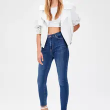 Trendyol синие джинсы скинни с высокой талией TWOAW20JE0036