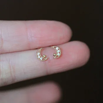 925 Sterling Silver Simple Hollow Magic Moon Stud Earrings Women Fashion Charm Wedding Party Jewelry Accessories Gift