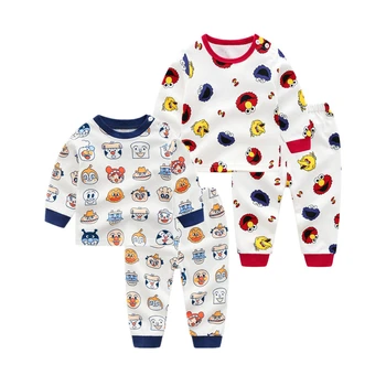 

2PCS Cotton Children's Suit Bread Superman Long Sleeve T-shirt+pants Infant Baby Boy Girl Underwear Clothes Set