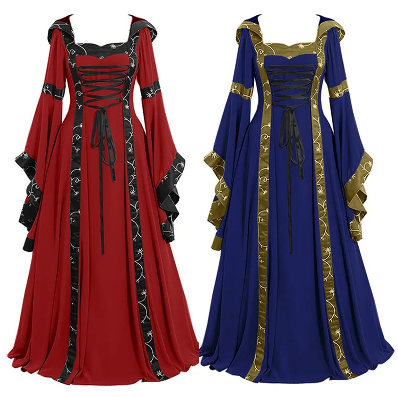 

Medieval Cosplay Dress Women Halloween Carnival Middle Ages Stage Performance Gothic Retro Costumes Plus Size S-5XL