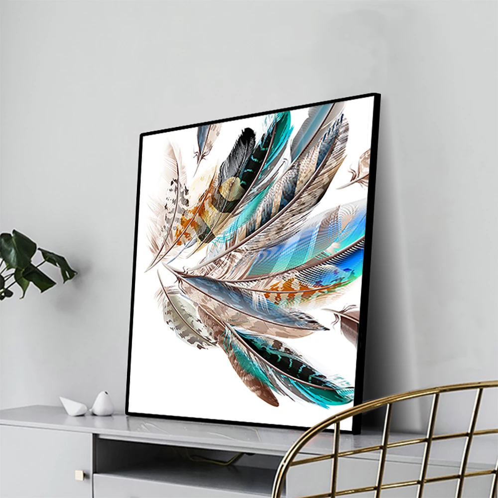 

Canvas Art Poster Painting Colored feathers Nordic Creative Wall Decor Picture Home Decoration For Hotel Bedroom Living room