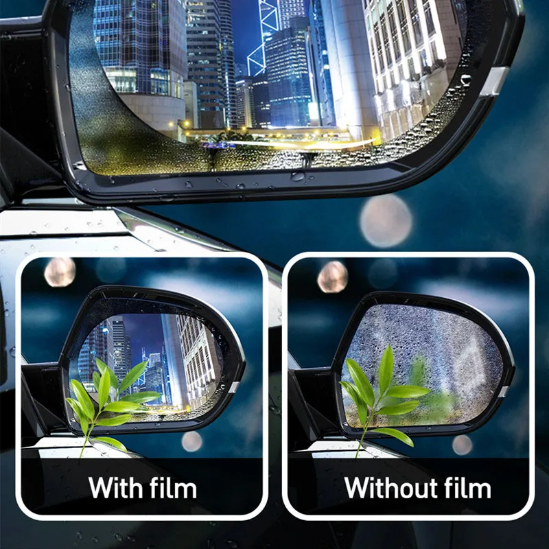 Oppselve 2 Pcs Car Universal Rearview Mirror Film All Round No Blind Spots Rainproof Anti-Fog Vehicle Rearview Mirror Film