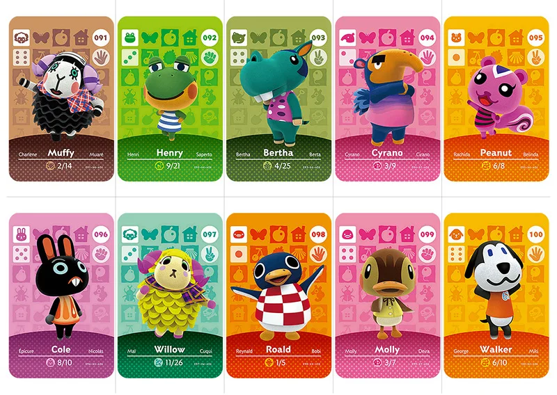 Карта Amiibo серии 1 2 (091 до 120) NS карта для животных пересекающая работает Game Roald