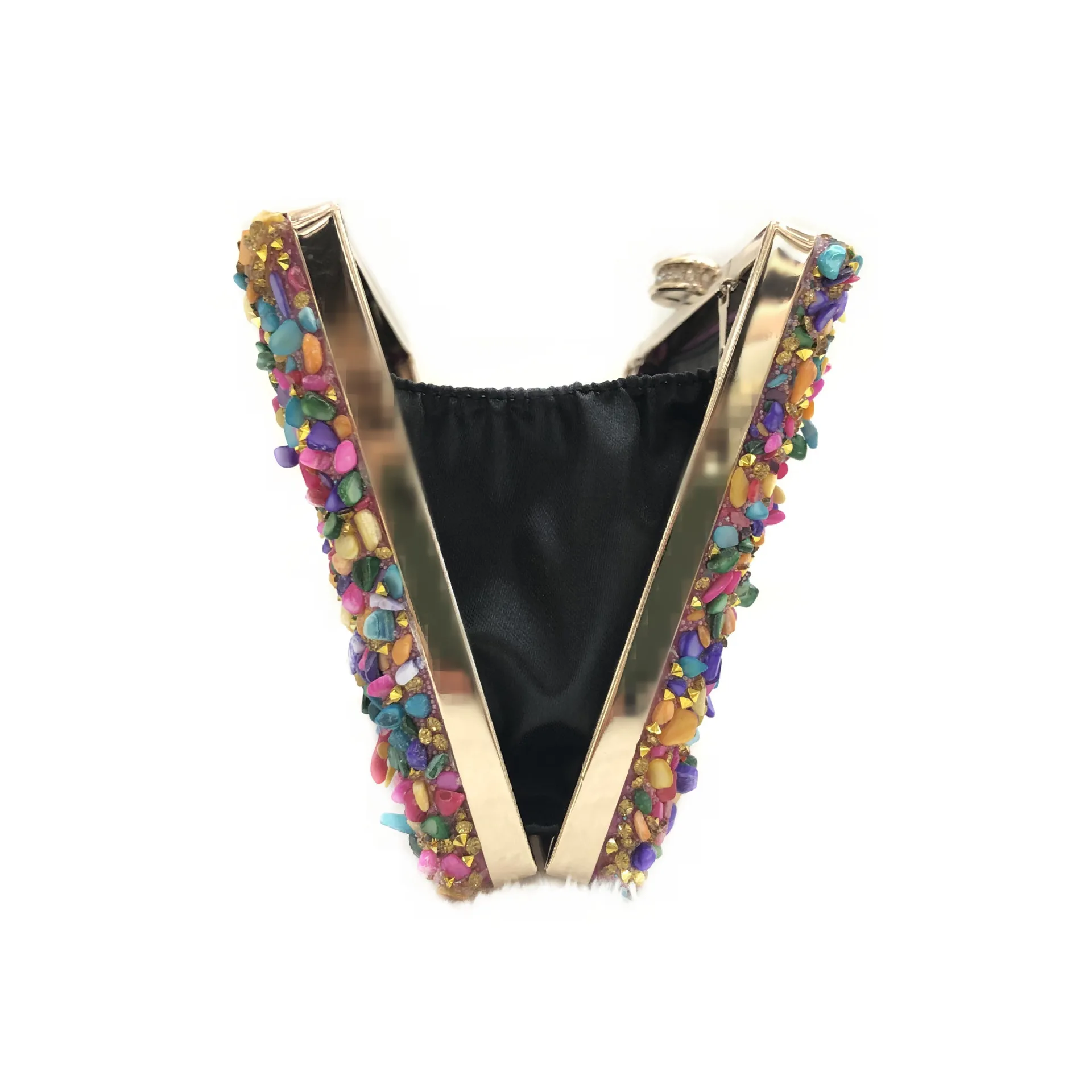 Bohemian Style Stone Evening Bags Candy Color Rhinestones Day Clutch 2021 New Design Female Handbags Chain Purse