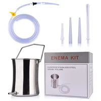 2L Waist Shape Stainless Steel Enema Bucket Medical Enema Bucket Enema Coffee Enema Rinse Bag 1