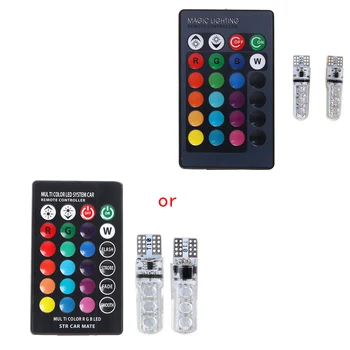 

2x T10 RGB LED Car Wedge Reading Lamp Auto Interior Light+ Remote Control