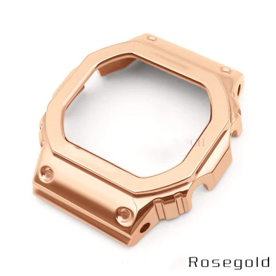Rose Gold Металлический ободок для часов DW5600 GWM5610 GW5000 из нержавеющей стали, защитный чехол для часов DW5600, аксессуар для ремонта - Цвет ремешка: Rose Gold