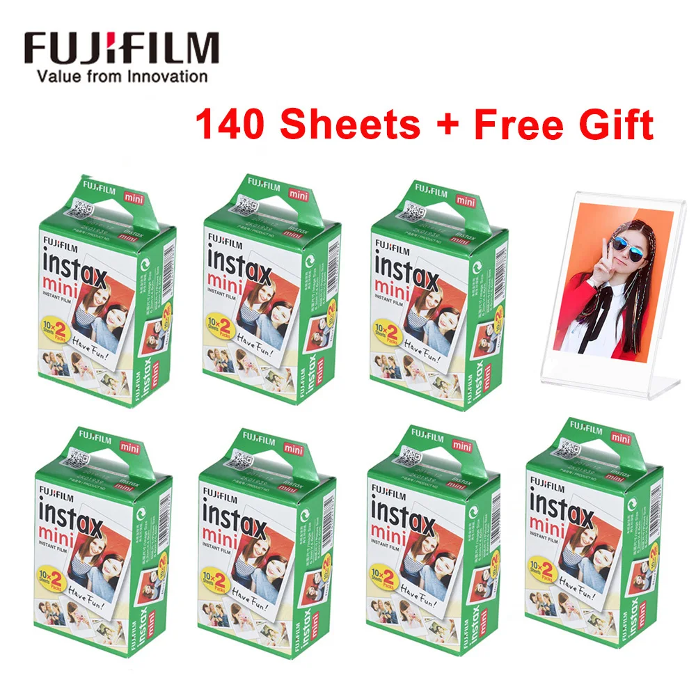 Оригинальная пленка Fujifilm Instax Mini 10-200 листов, белая фотобумага для Fuji Instax Mini 9 8 25 90 7 S, пленка+ Бесплатный подарок - Цвет: 140 sheets