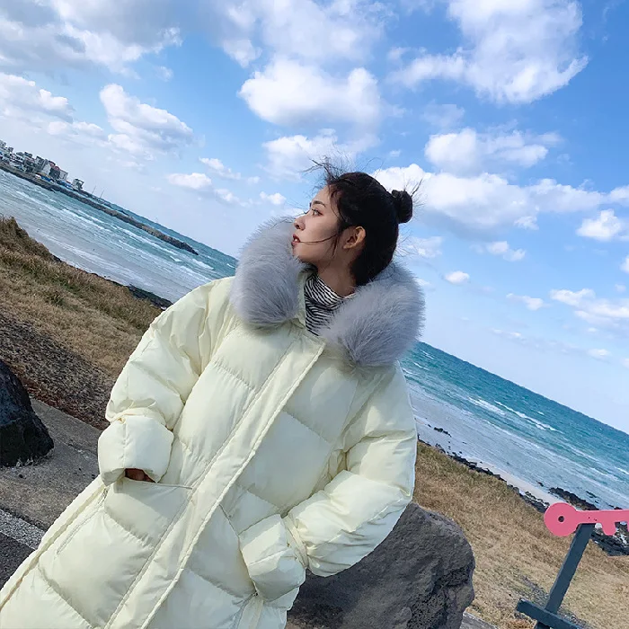 

Photo Shoot 2019 Autumn & Winter down Jacket Women's Long Loose-Fit down Coat over-the-Knee-Style Cotton-padded Clothes CHIC Net