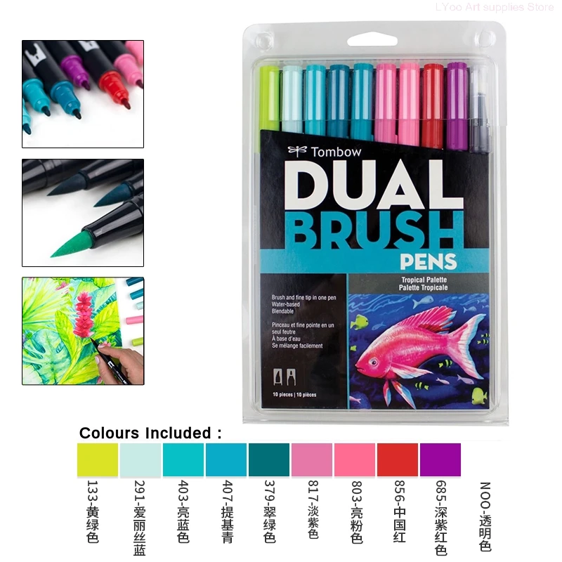 

TOMBOW AB-T Double Head Markers New Set Calligraphy Pen Water Color Soft Brush Pen Drawing Writing Art Supplies
