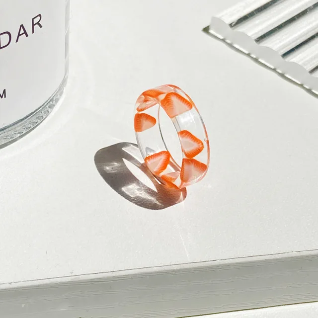 New Colorful Transparent Resin Acrylic Crystal Rhinestone Simple Geometric Square Round Rings Set for Women Fashion Jewelry JZ38