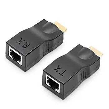 

2pcs HDMI Extender to RJ45 LAN Network Extension Transmitter Receiver TX RX Cat5e CAT6 Ethernet Cable