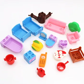 

Duploed Compatible Accessories Dream Sofa Bathroom Furniture Corn Ham DIY Building Blocks Children Baby Toys Educational Toys