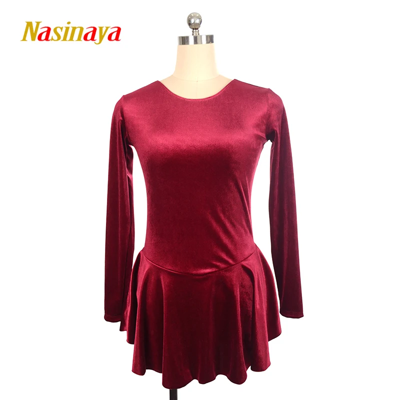 Costume Figure Skating Dress Women Kids Ice Skating Skirt Black Velvet Monochromatic Competition