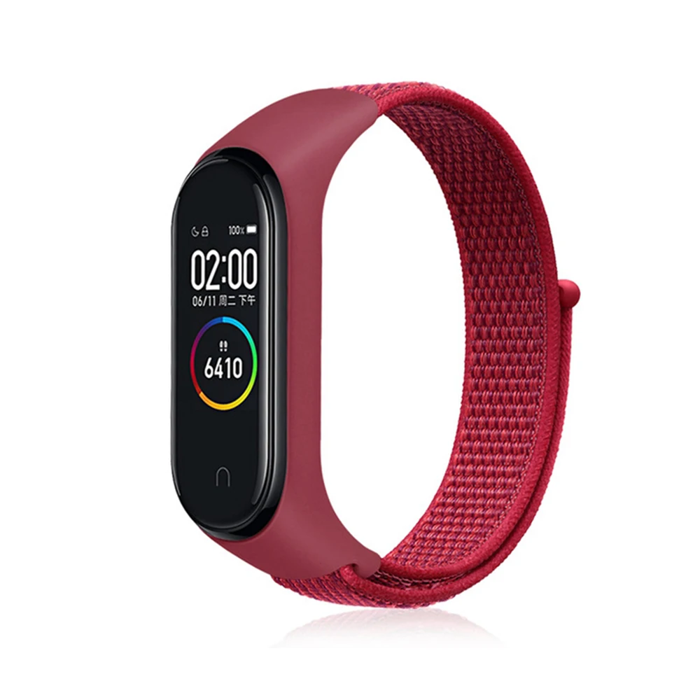 4 china red Pulseira mi band 4 ремешок для xiaomi mi band 4 3 спортивный нейлоновый ремешок для часов дышащий браслет ремешок для часов Смарт часы аксессуары 4 - Цвет ремешка: 4 china red