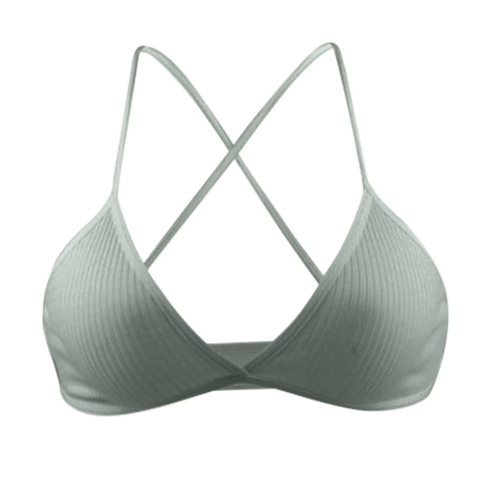 Cotton Women Ribbed Top Bra Femme Underwear Wireless Cross Back V Neck Women's Bras Comfort Lady Cotton Bralette Lingerie