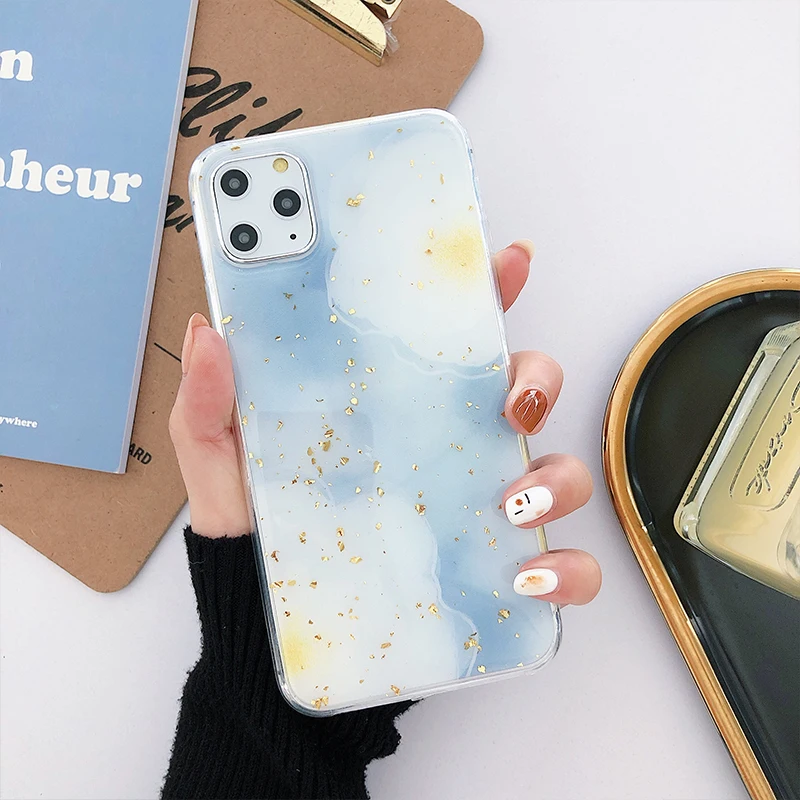 Чехол для телефона с радугой iPhone 11 6 7 8 Plus X XR XS Max роскошный блестящий золотой