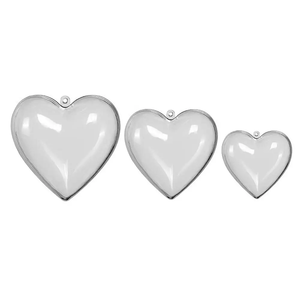 

5ps Christmas Ball Transparent Plastic Acrylic Heart-shaped Fillable Ball Christmas Tree Ornaments Diy Craft Christmas Ball
