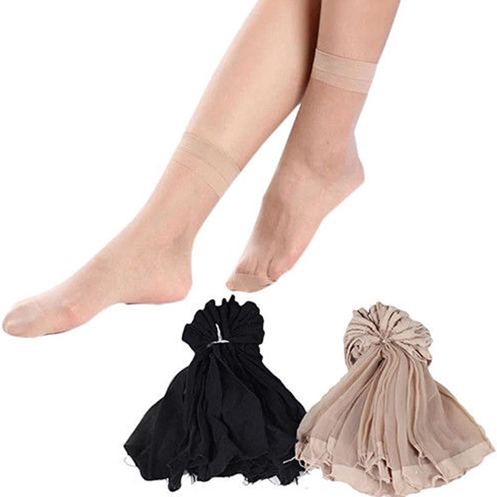 Повседневные женские носки, 10 пар, женские нейлоновые эластичные короткие шелковые короткие носки, эластичные блестящие носки