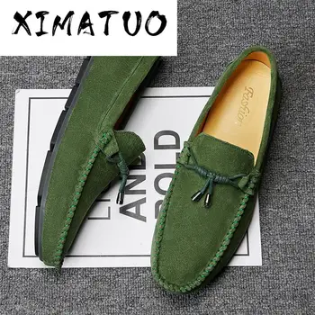 

Suede Loafers Genuine Leather Men Shoes Casual Dress Shoes Men's Slip On Breathable Size 38-48 Driving Shoes For Man