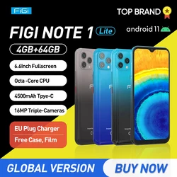FIGI Note 1 Lite Android 11 Smartphones 4G Octa Core 4GB 64GB Mobile Phone 16MP Triple Cameras Cellphones 4500mAh Global Version