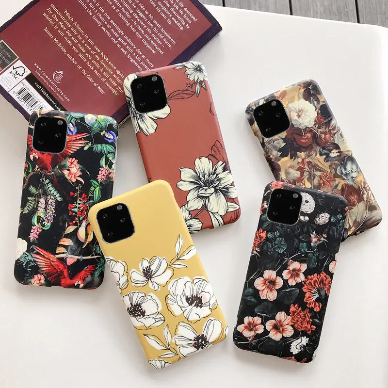 Moskado ретро цветной чехол с изображением цветов для iPhone 11 Pro Max 12 XR XS X 6s 7 8 plus листья