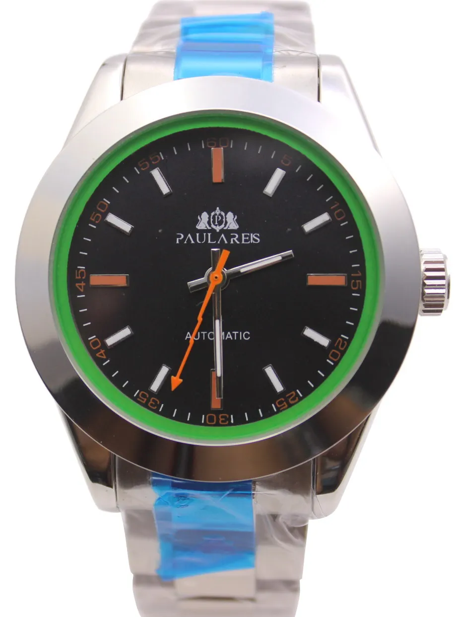 

New Luxury Brand Men Automatic Mechanical Just Watch Stainless Steel Full Black Silver Bracelet Green Orange White Date Casual