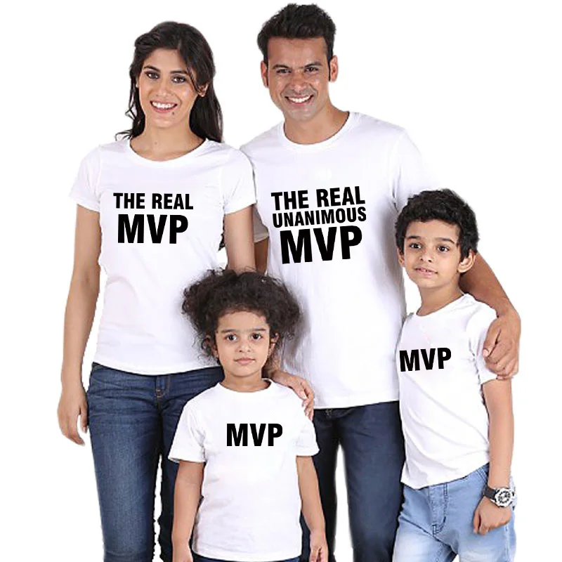 MVP/ г.; Новое поступление; модные одинаковые комплекты для семьи для мамы, папы, дочери и сына; футболка с короткими рукавами в консервативном стиле; топы - Цвет: Color 1