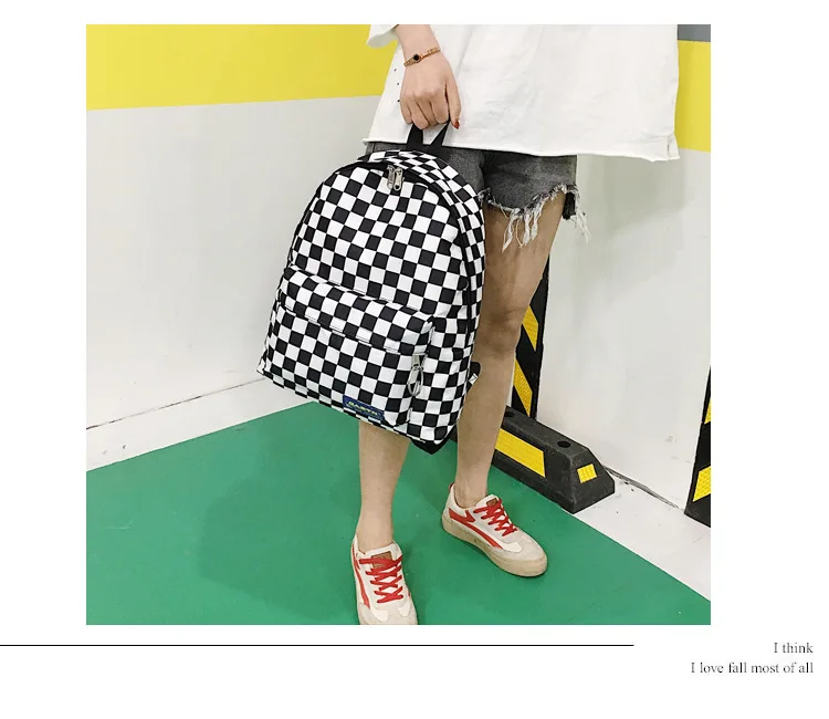 Горячая распродажа женский мужской унисекс кожаный полосатый рюкзак тренд Шахматная школьная сумка для подростков парная сумка для путешествий