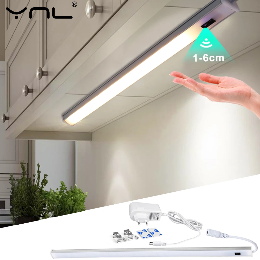 Gran oferta Luces LED para debajo de armarios de cocina, luz de noche de armario de interior y dormitorio, lámpara inteligente con Sensor de movimiento, CC de 12V, 30/40/50cm Myw5eQBR0rk