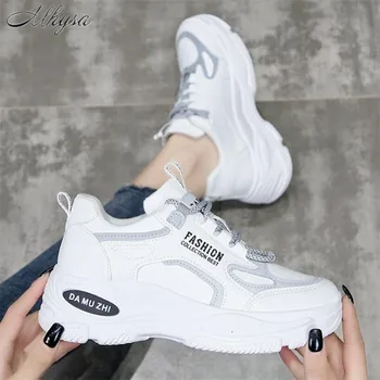 

Mhysa 2020 women shoes Fashion Whiter Platform Sneakers Ladies Chunky Causal Shoes Woman Leather sneakers Shoes Chaussure Femme