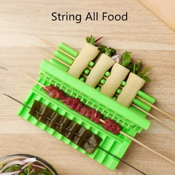 

Multi Skewers Kebab Maker Barbecue Stringer Manual Sign Meat Wearer Vegetables Food String Grill Outdoor BBQ Kitchen Lazy Gadget