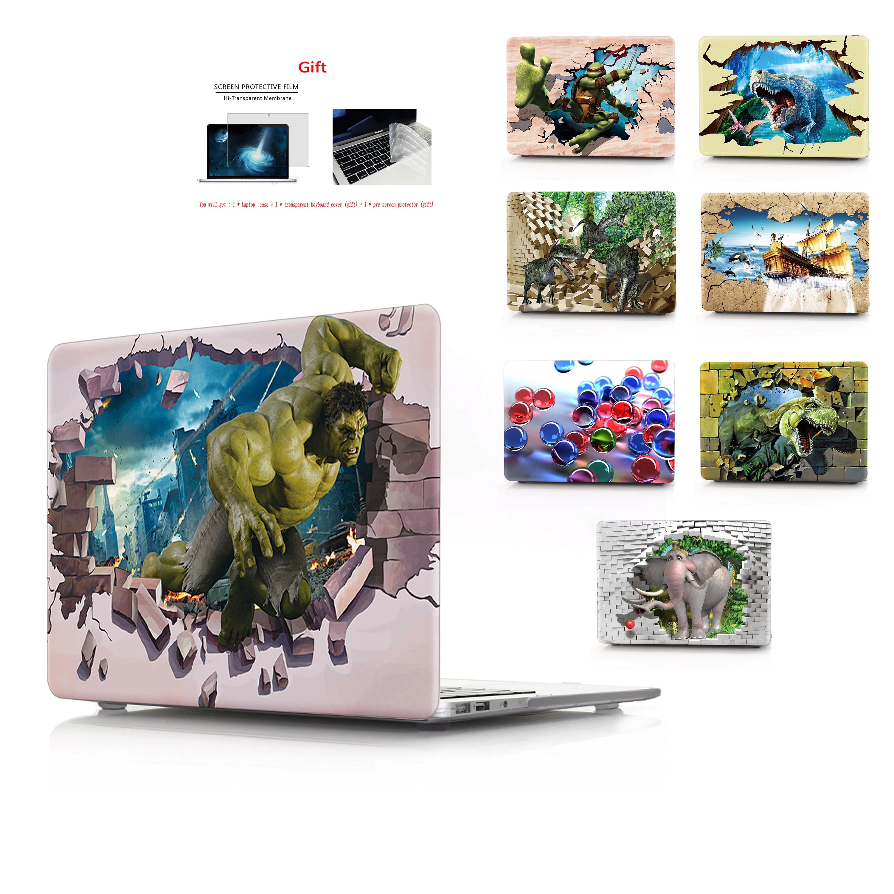 3D цвет Печатный вал тетрадь чехол для ноутбука Macbook Air 11 13 Pro retina 12, 13, 15 дюймов для A1932 A1466 A1706 A2159 A1708