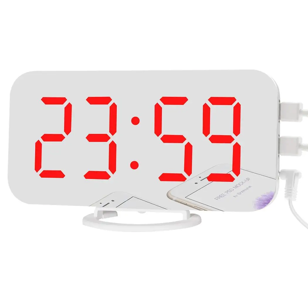 Easy Snooze Function Diming Mode Mirror Square Surface LED Digital Home, Bedroom Alarm Clock