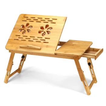 

Bamboo Folding Portable Laptop Table With Cooling Fan Bed Table Sofa Bed Office Laptop Stand Desk For Computer Notebook Books
