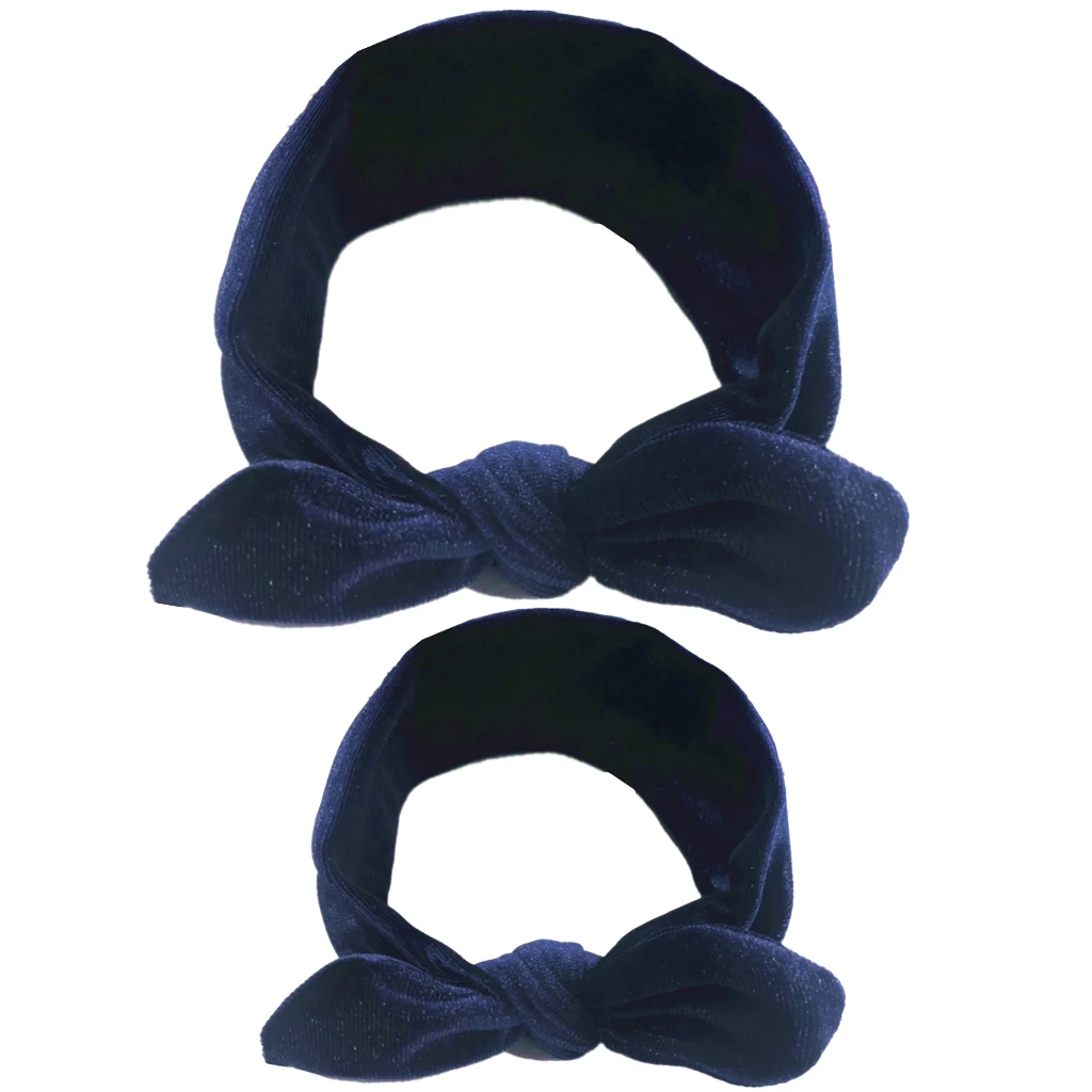 Темно-синий Новинка года, комплект из 2 предметов, повязка на голову для мамы и ребенка, повязка на голову для мамы и дочки, бархатная резинка для волос, аксессуары для волос - Цвет: Темно-синий