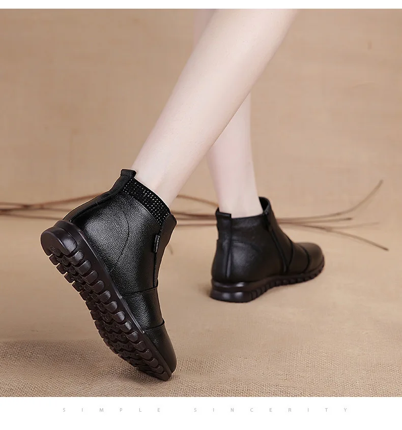 GKTINOO Women Boots Winter Shoes Fashion Woman Genuine Leather Wedges Ankle Boots Casual Keep warm Women Snow Boots
